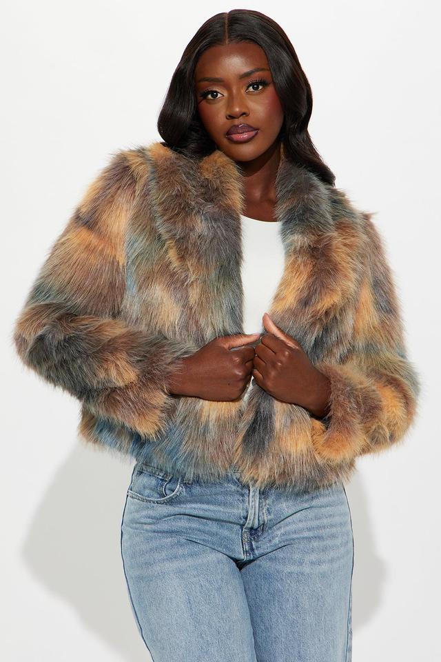 Have It On Lock Faux Fur Coat - Brown/combo Product Image