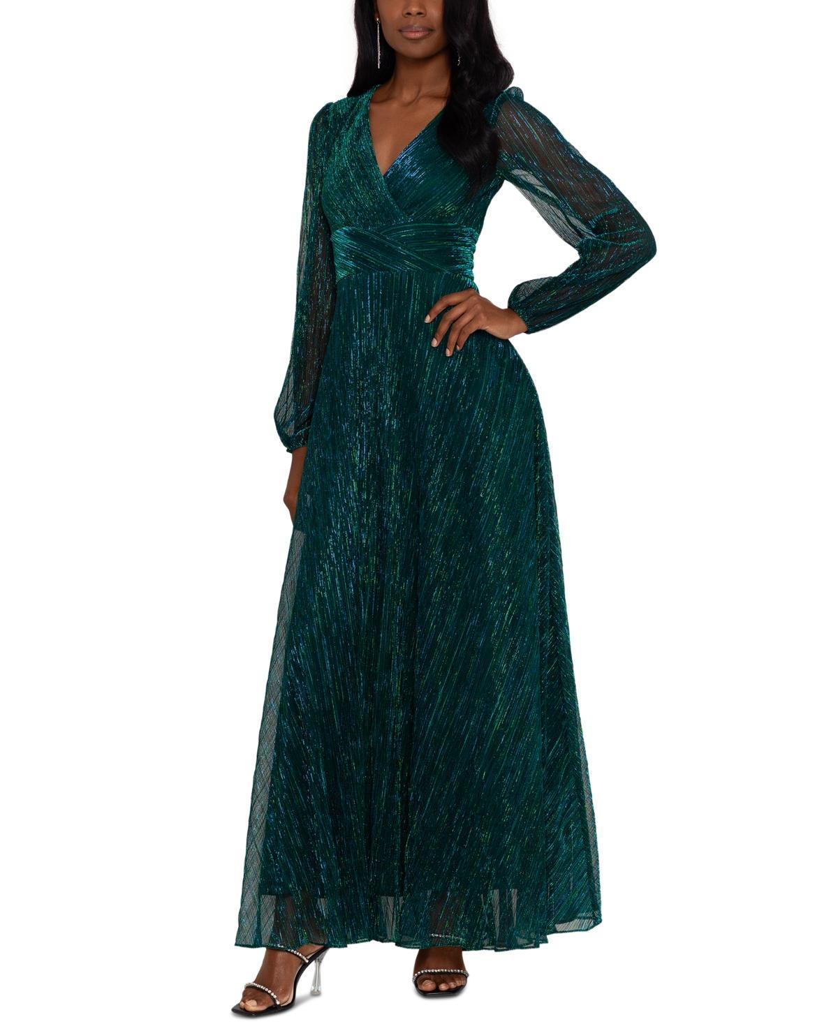 Betsy & Adam Metallic Long Sleeve Gown Product Image