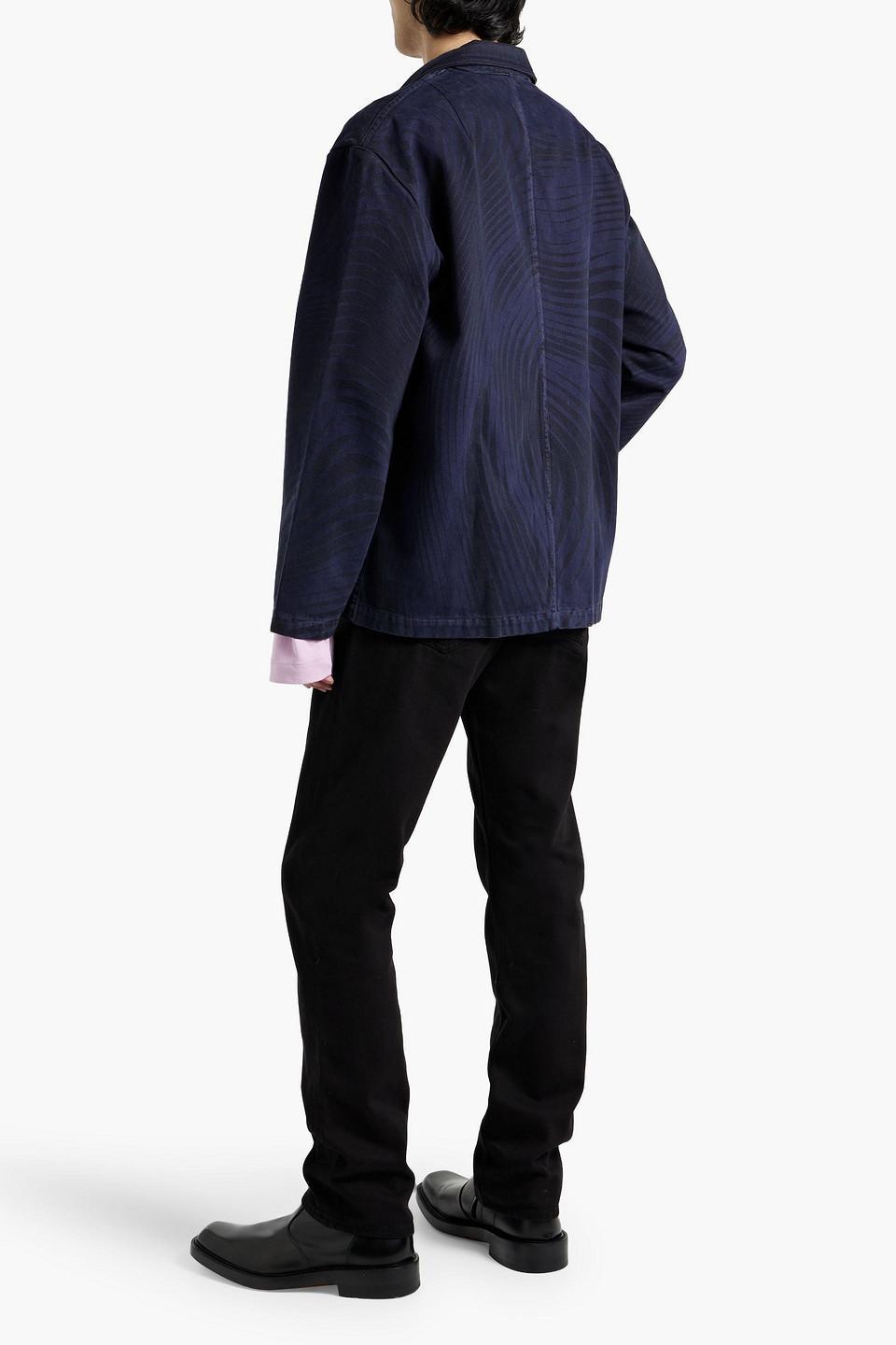 Oversized Printed Denim Jacket In Navy Product Image