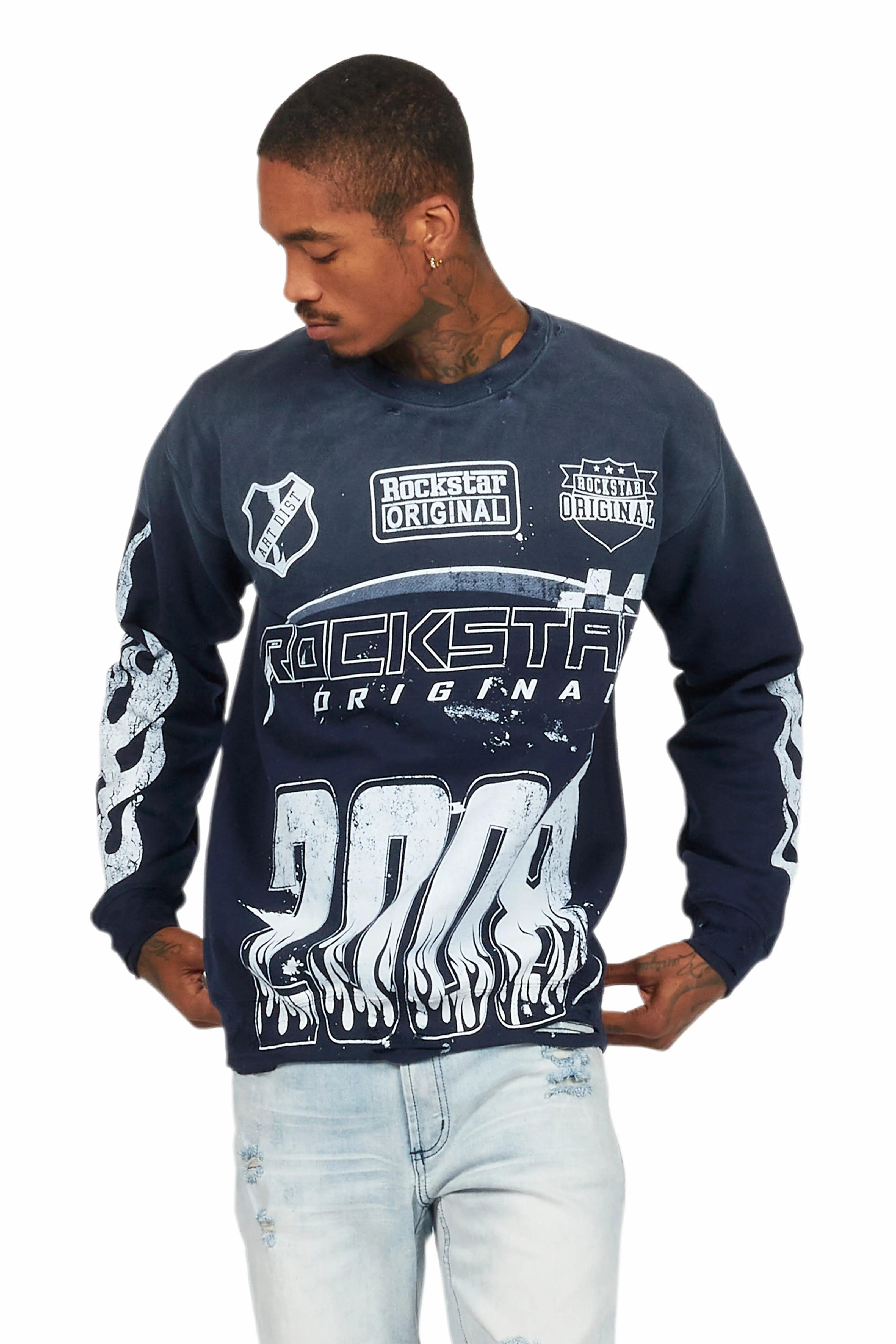 Amos Navy/White Graphic Crewneck Male Product Image