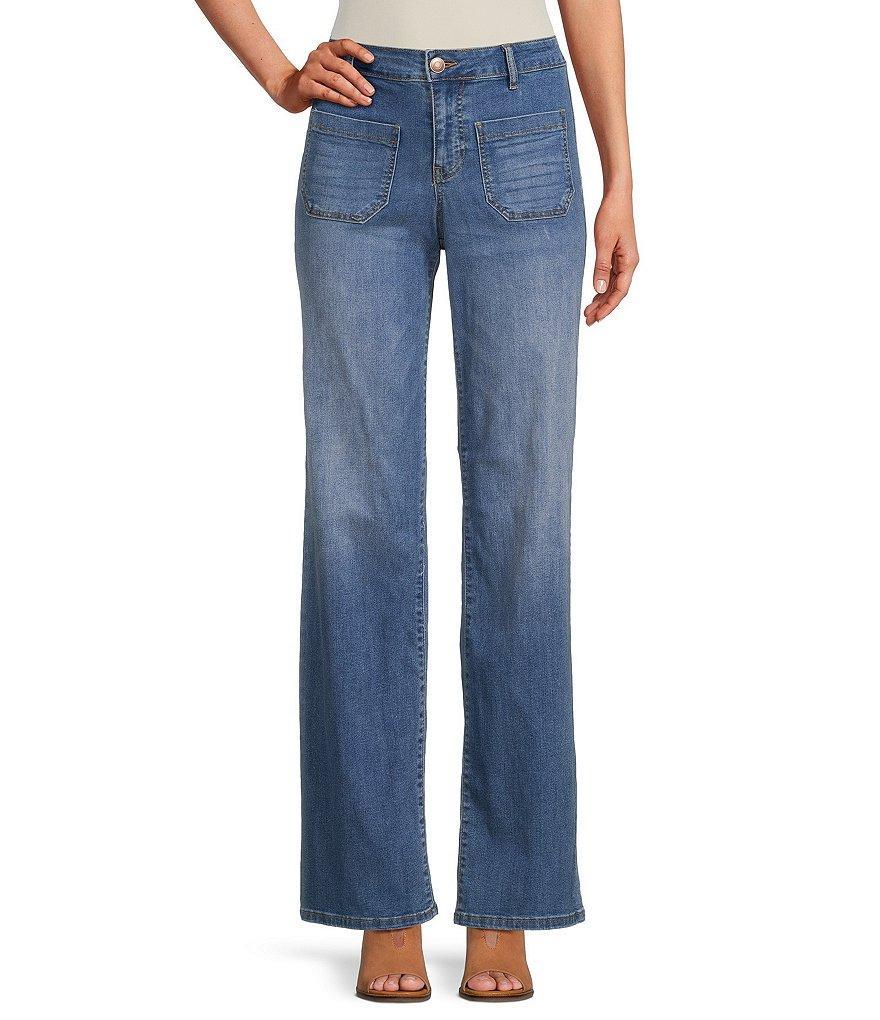 Nurture by Westbound Mid Rise Straight Wide Leg Jeans product image