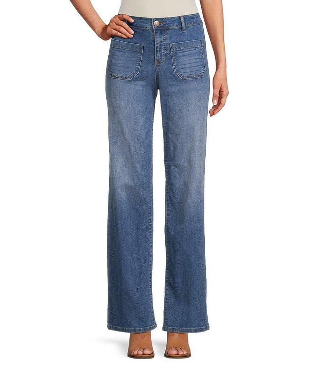 Nurture by Westbound Mid Rise Straight Wide Leg Jeans Product Image