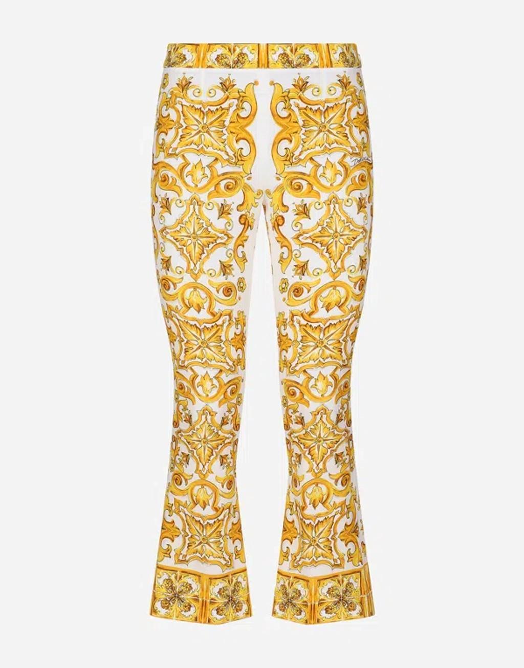 DOLCE & GABBANA Majolica Print Trousers In Yellow Product Image