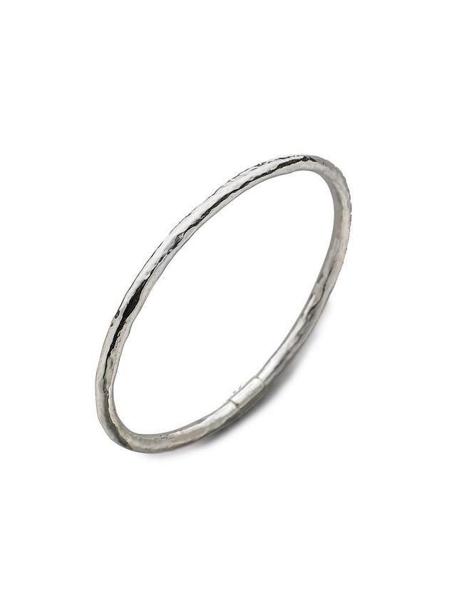 Womens Classico Thin Sterling Silver Hammered Bangle Bracelet Product Image