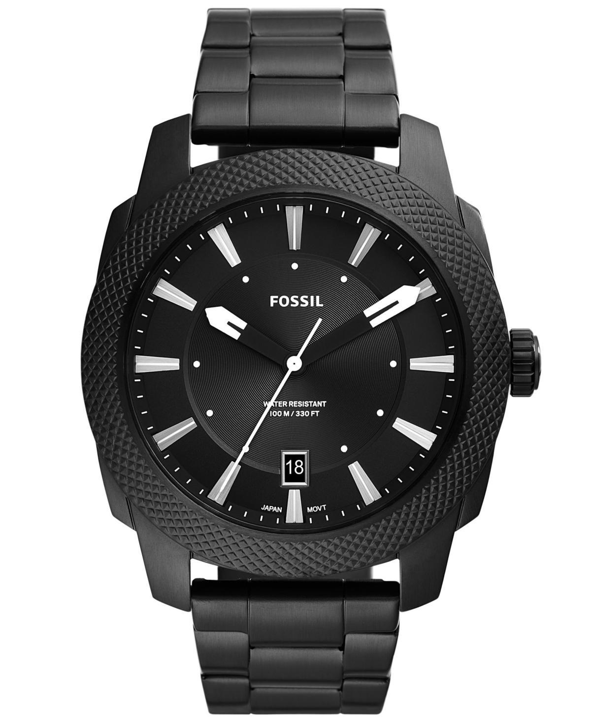 Fossil Mens Machine Quartz Black Stainless Steel Bracelet Watch, 49mm - Black Product Image