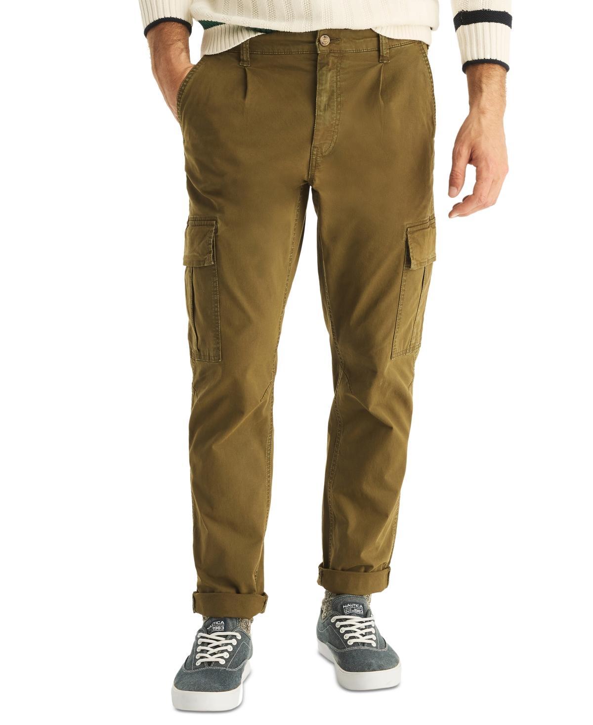 Nautica Mens Classic-Fit Stretch Twill Pleated Cargo Pants Product Image