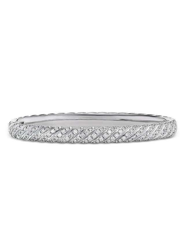 Womens Sculpted Cable Bangle Bracelet In 18K White Gold Product Image