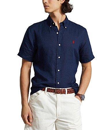 Mens Classic-Fit Short-Sleeve Linen Shirt Product Image