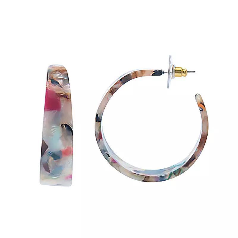 Sonoma Goods For Life Gold Tone Multi-Color Marbled Acetate C-Hoop Earrings, Womens Product Image