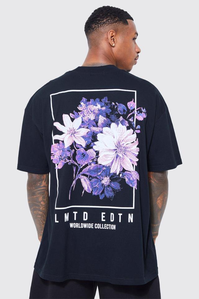 Oversized Floral Back Graphic T-shirt | boohooMAN USA Product Image