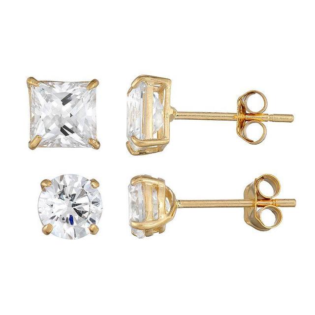 Forever 14K Gold Cubic Zirconia Earring Set, Womens Product Image