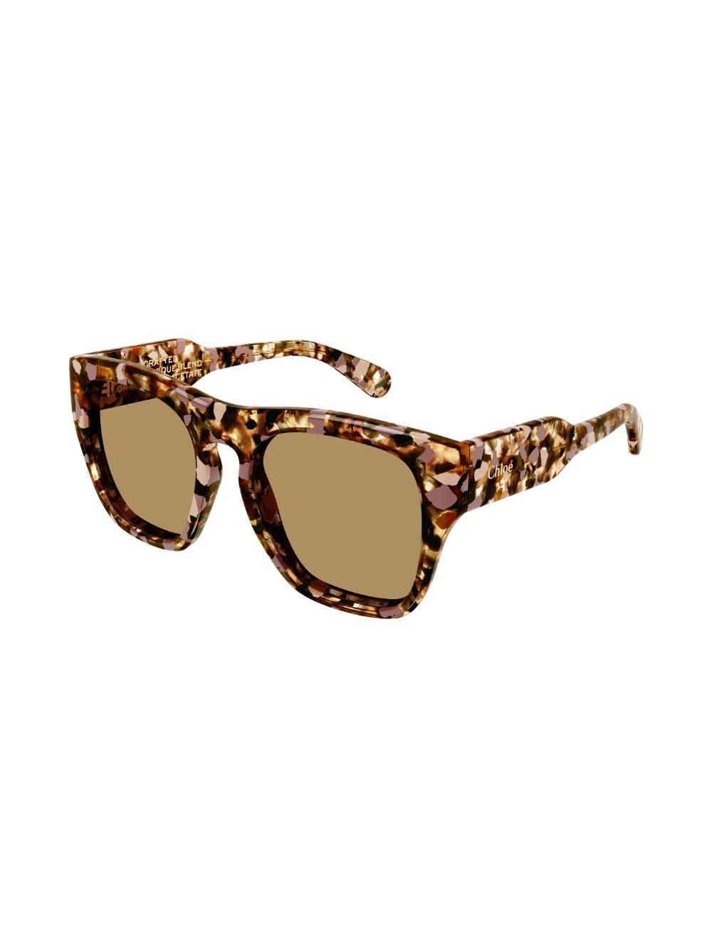 Sonnenbrille Mit Eckigem Gestell In Brown Product Image