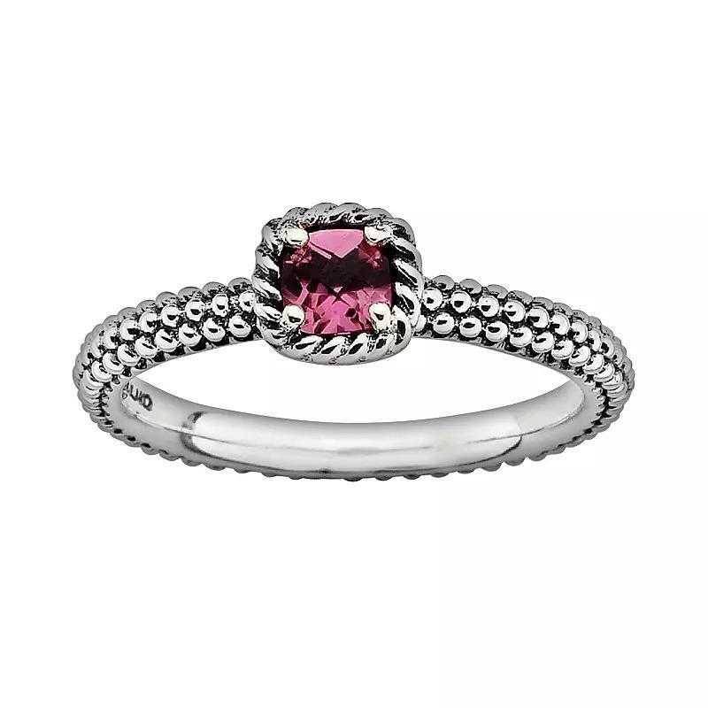 Stacks & Stones Sterling Silver Pink Tourmaline Stack Ring, Womens Product Image