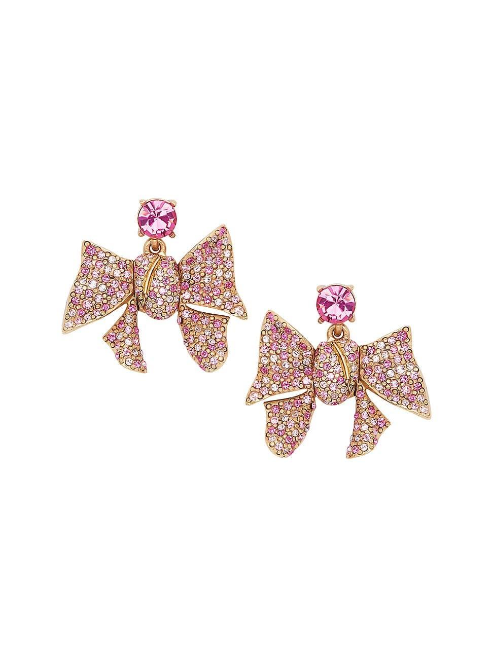 Womens Goldtone & Crystal Pav Bow Earrings Product Image