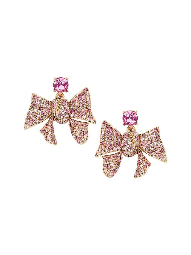 Womens Goldtone & Crystal Pav Bow Earrings Product Image