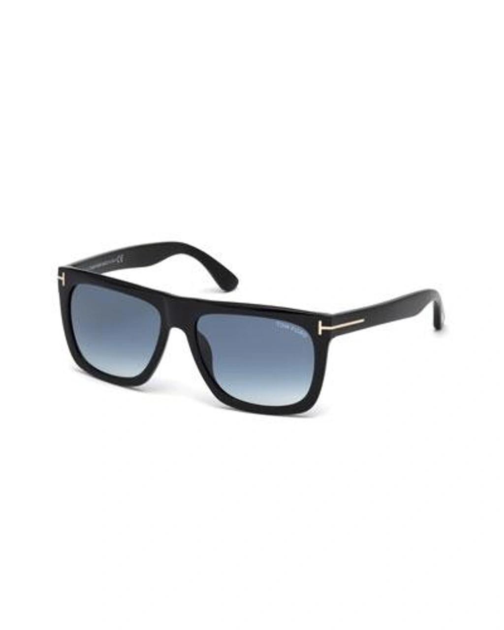 TOM FORD Morgan Thick Square Acetate Sunglasses, Black/blue Product Image