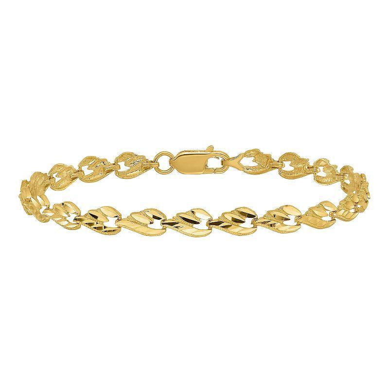 14k Gold Leaf Bracelet, Womens Product Image