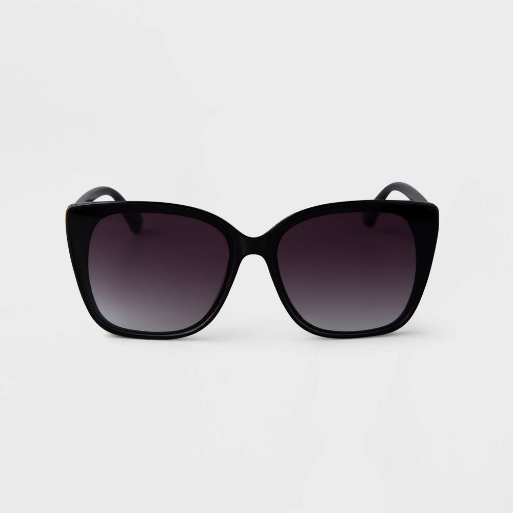 Womens Metal Oversized Cateye Sunglasses - A New Day Black Product Image