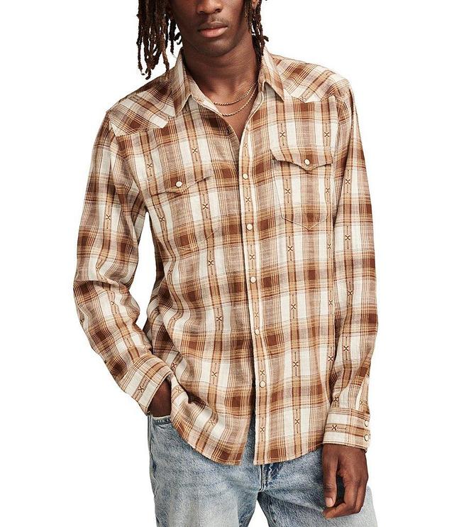 Lucky Brand Long Sleeve Plaid Dobby Western Shirt Product Image