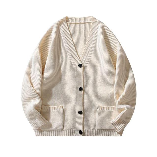 V-Neck Ribbed Cardigan Product Image