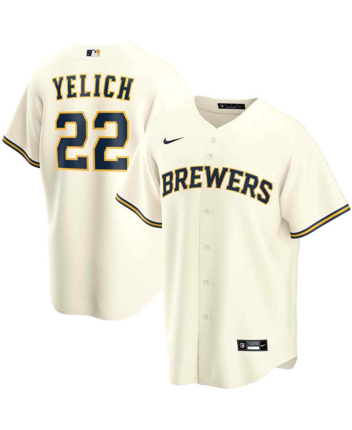 Mens Christian Yelich Cream Milwaukee Brewers Alternate Replica Player Jersey - Cream Product Image