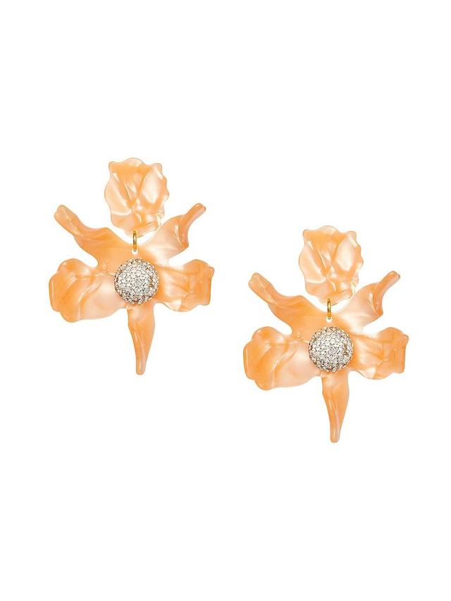 Womens Crystal Lily 14K Gold-Plate, Acetate & Crystal Drop Earrings Product Image