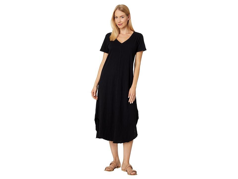 Dylan by True Grit Sunny Days Soft Slub Cotton Relaxed T-Shirt Dress (Black) Women's Clothing Product Image