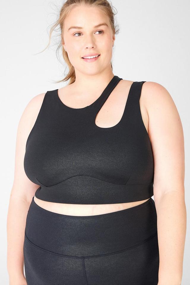 Fabletics Callie Medium Impact Sports Bra Womens Black Mirage plus Size 4X Product Image