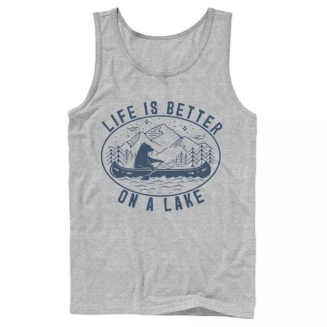 Mens Life Is Better On A Lake Bear In A Canoe Tank Top Athletic Grey Product Image