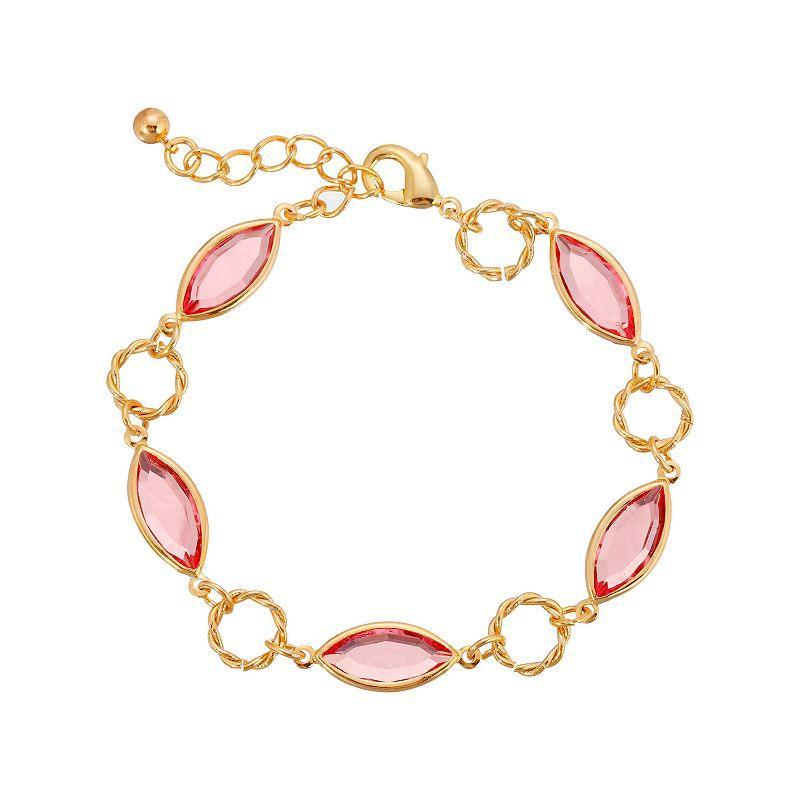 1928 Gold Tone Pink Crystal Bracelet, Womens Product Image