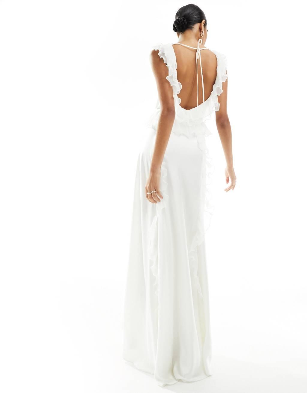 Ever New Bridal ruffle maxi dress in ivory Product Image