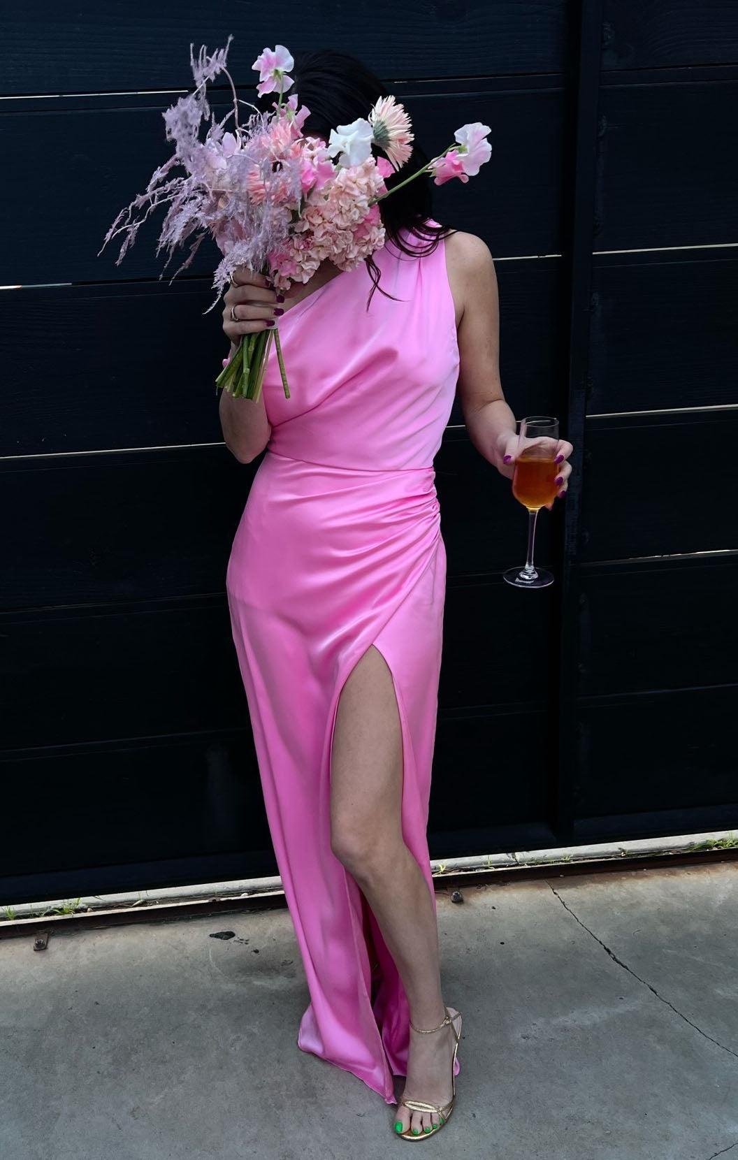 Jodie Dress ~ Pink Luxe Satin Product Image