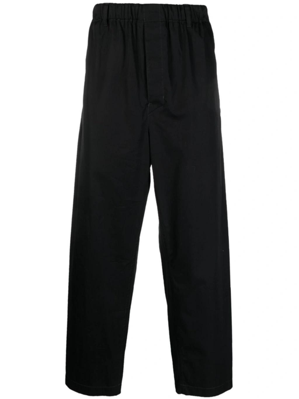 Elasticated-waist Wide-leg Trousers In Bk999 Black Product Image