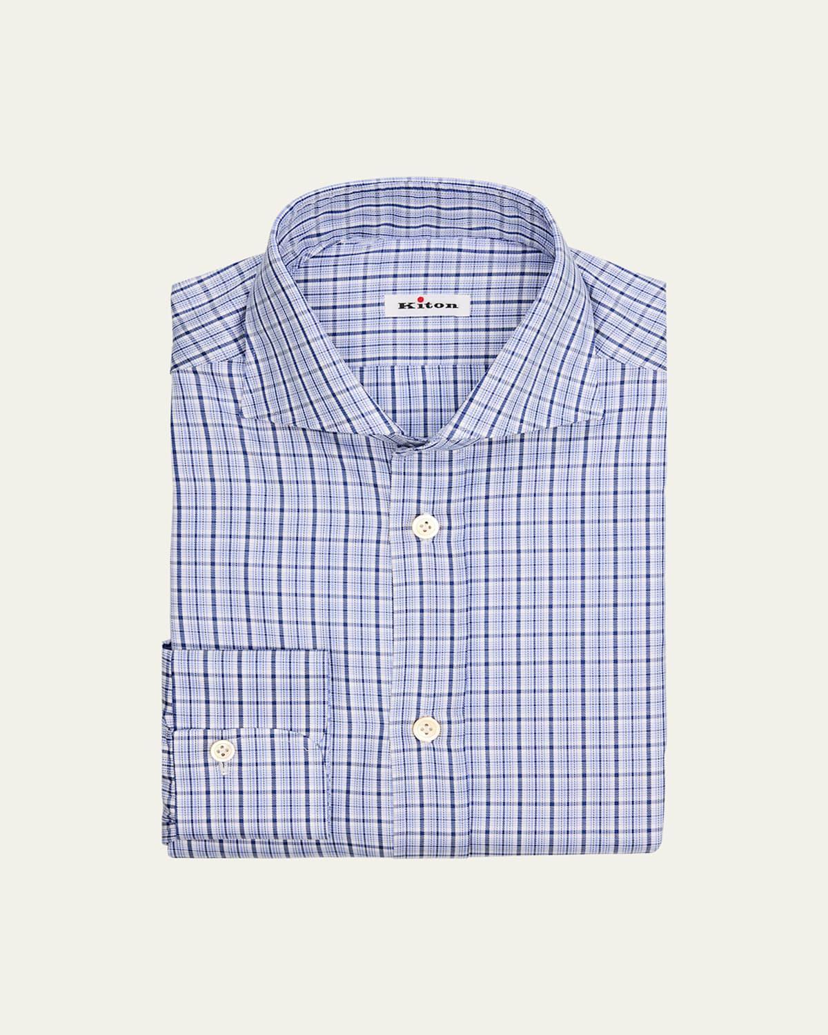 Mens Cotton Plaid Dress Shirt Product Image