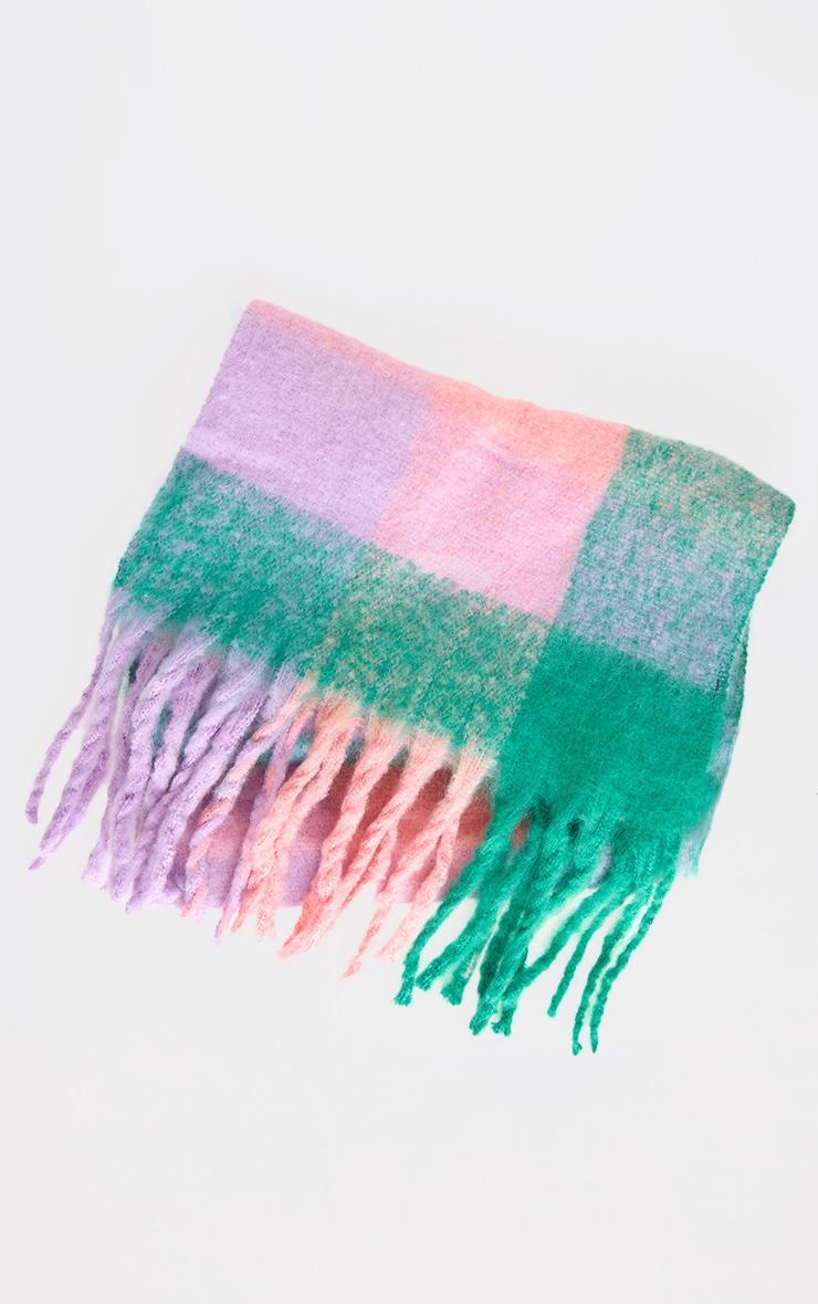 Green Check Blanket Tassel Scarf Product Image