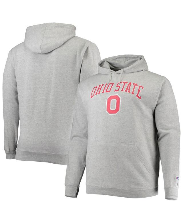 Mens Champion Heather Gray Ohio State Buckeyes Big & Tall Arch Over Logo Powerblend Pullover Hoodie OSU Grey Product Image