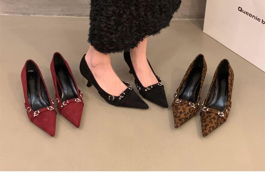 Kitten Heel Pointed Toe Buckled Pumps Product Image