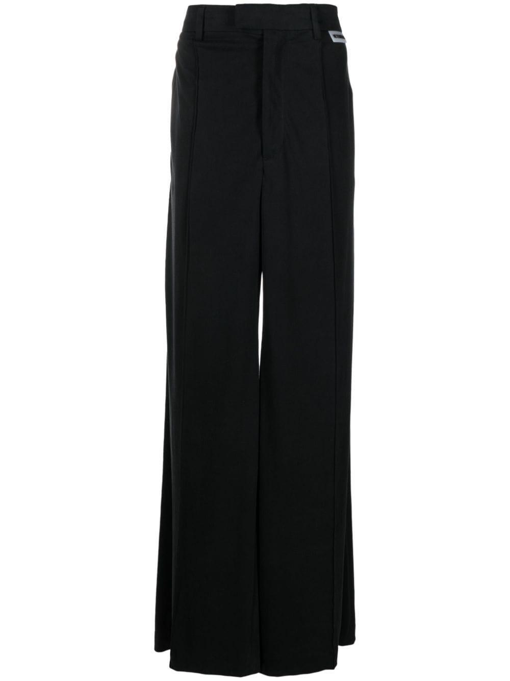 Wide-leg Cotton Trousers In Black Product Image