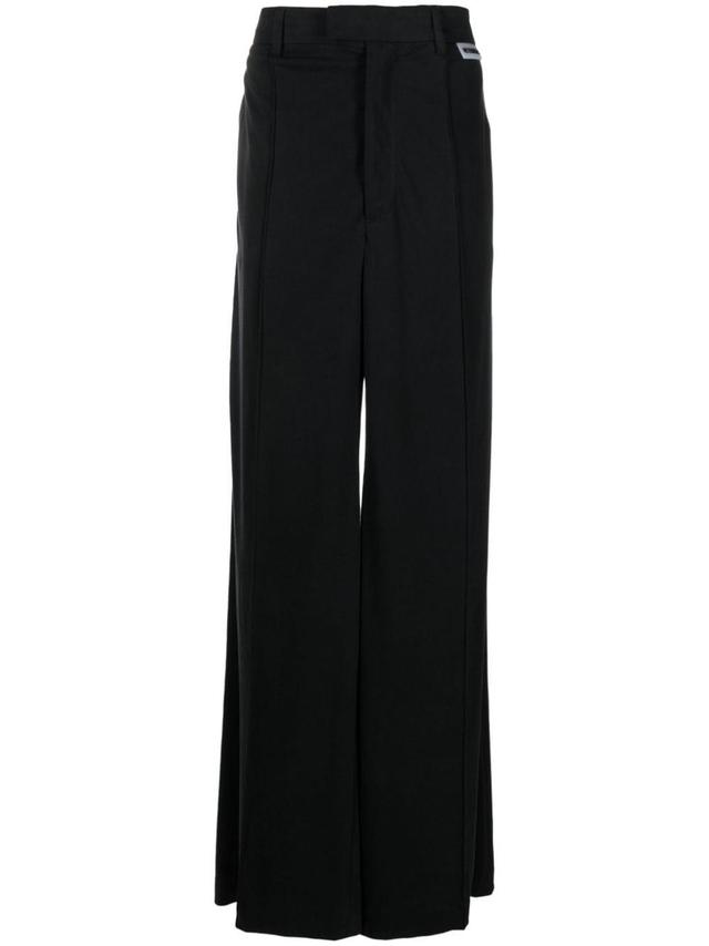 Wide-leg Cotton Trousers In Black Product Image