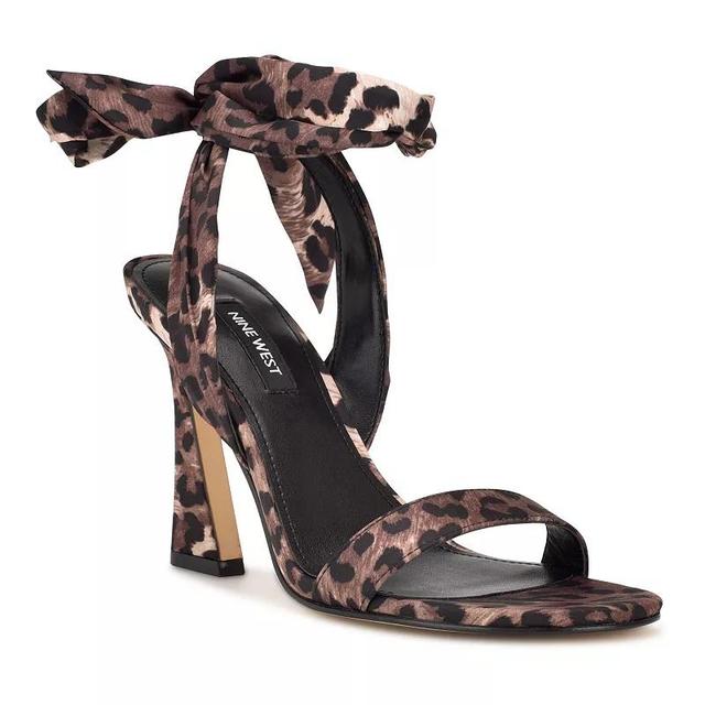 Nine West Kelsie Womens Ankle Wrap Dress Sandals Med Brown Product Image