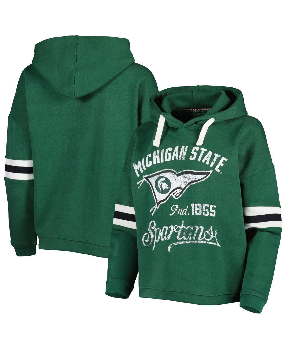 Womens Pressbox Michigan State Spartans Super Pennant Pullover Hoodie Product Image