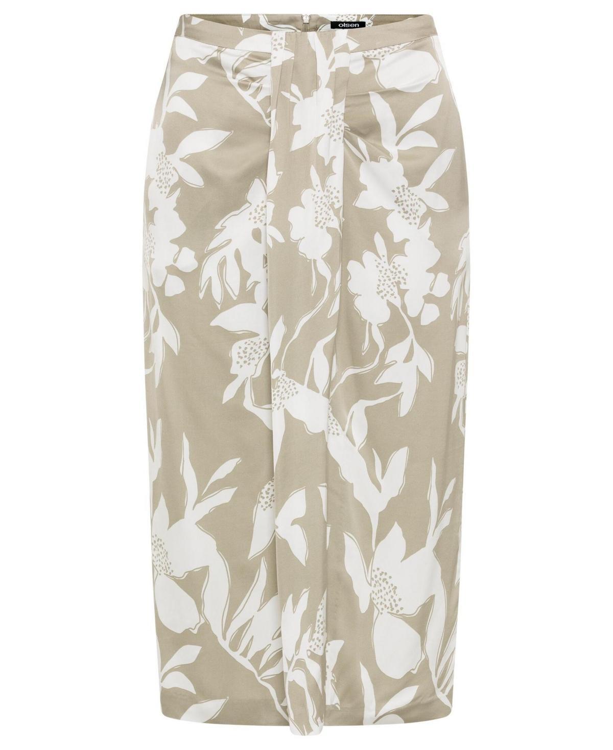 Olsen Womens Abstract Floral Drape Front Midi Skirt Product Image