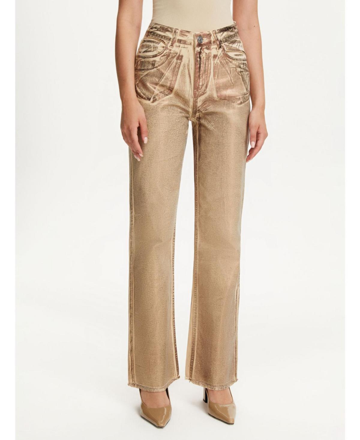 Womens Metallic Straight Leg Jeans Product Image