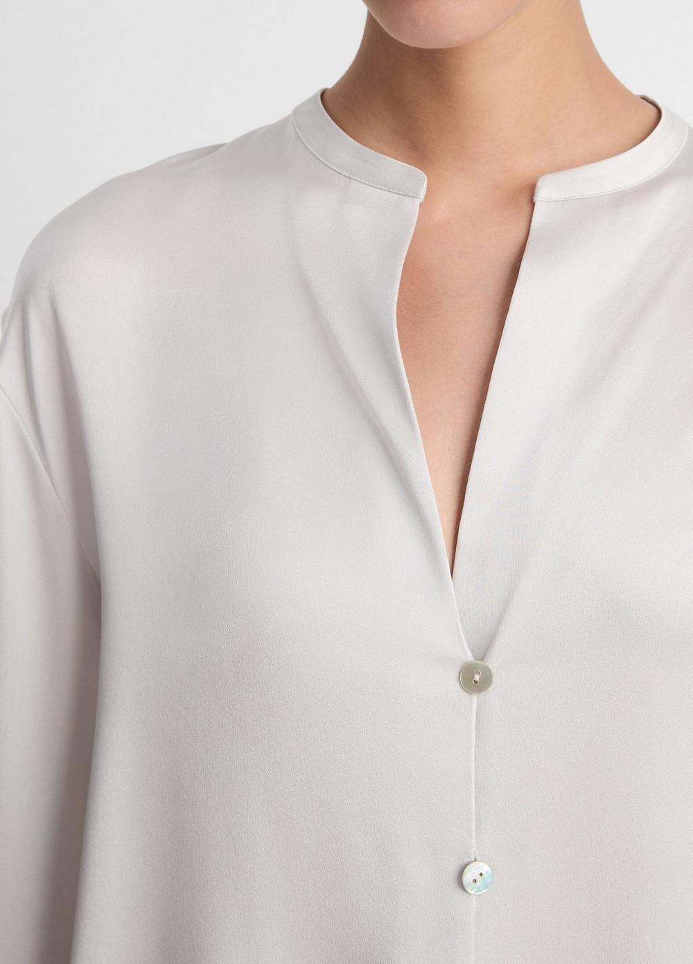 Silk Band-Collar Blouse Product Image