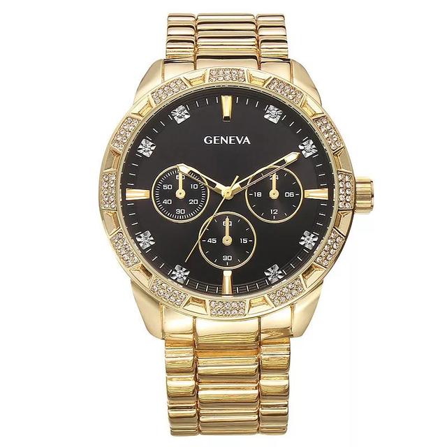 Geneva Mens Gold Tone Crystal Bracelet Watch Product Image