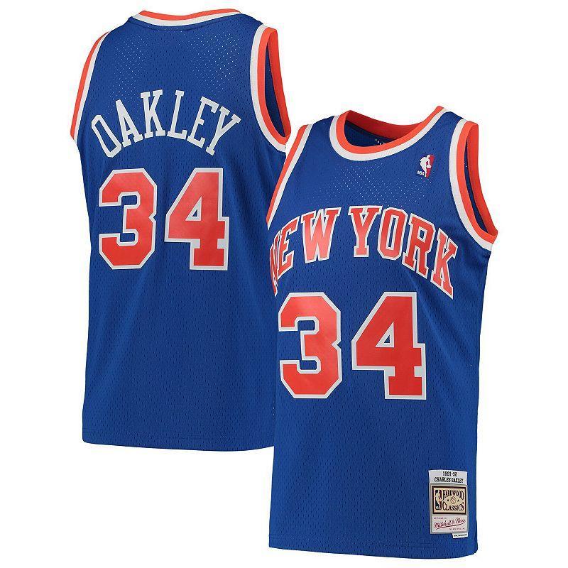 Mens Mitchell & Ness Charles Oakley Blue New York Knicks Hardwood Classics 1991-92 Swingman Jersey Product Image