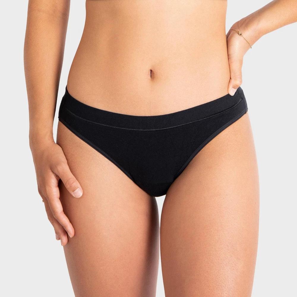 Saalt Leak Proof Womens Period Underwear Regular Absorbency - Super Soft Modal Comfort Bikini - Volcanic Black Product Image