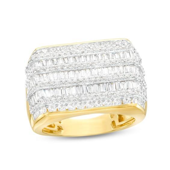 Men's 3 CT. T.w. Diamond Rectangle Multi-Row Ring in 10K Gold Product Image