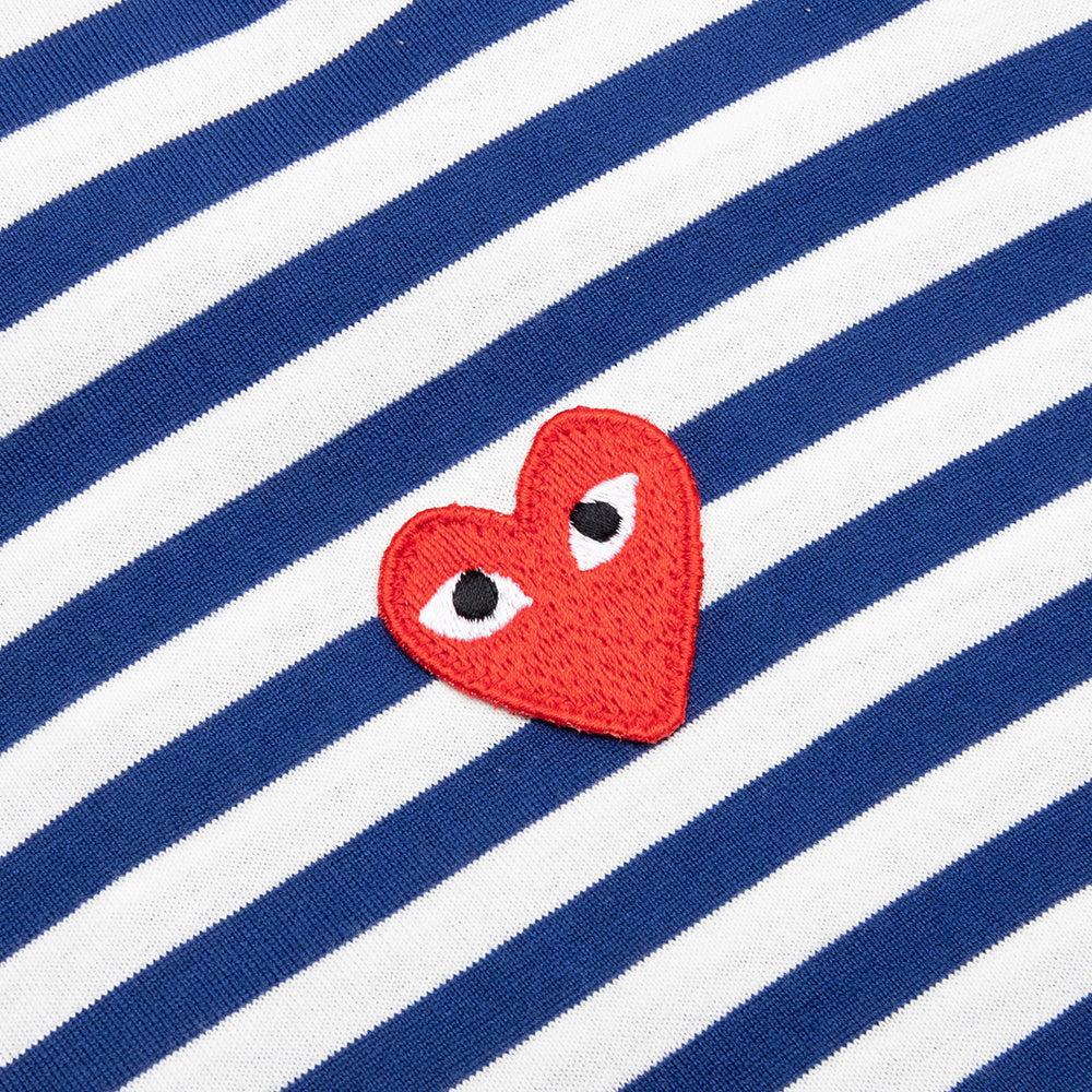 Striped Big Heart L/S T-Shirt - Blue/White Male Product Image