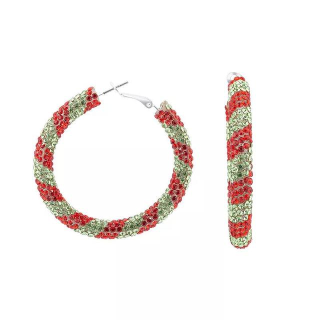 Celebrate Together Silver Tone Green & Red Round Hoop Earrings, Womens, Green Red Product Image